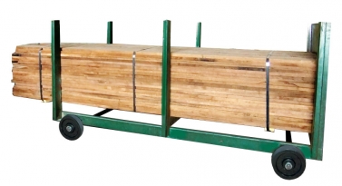 The Model 100-H is a heavy-duty one-piece lumber cart with rigid uprights. Each cart is equipped with 12